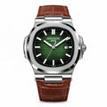 Patek Nautilus Leather Strap Master Lock - Brown-Green