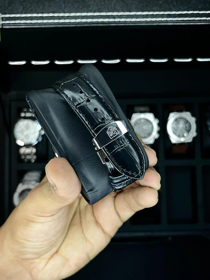 True Worth Original Chronograph Leather Strap Watch - Black