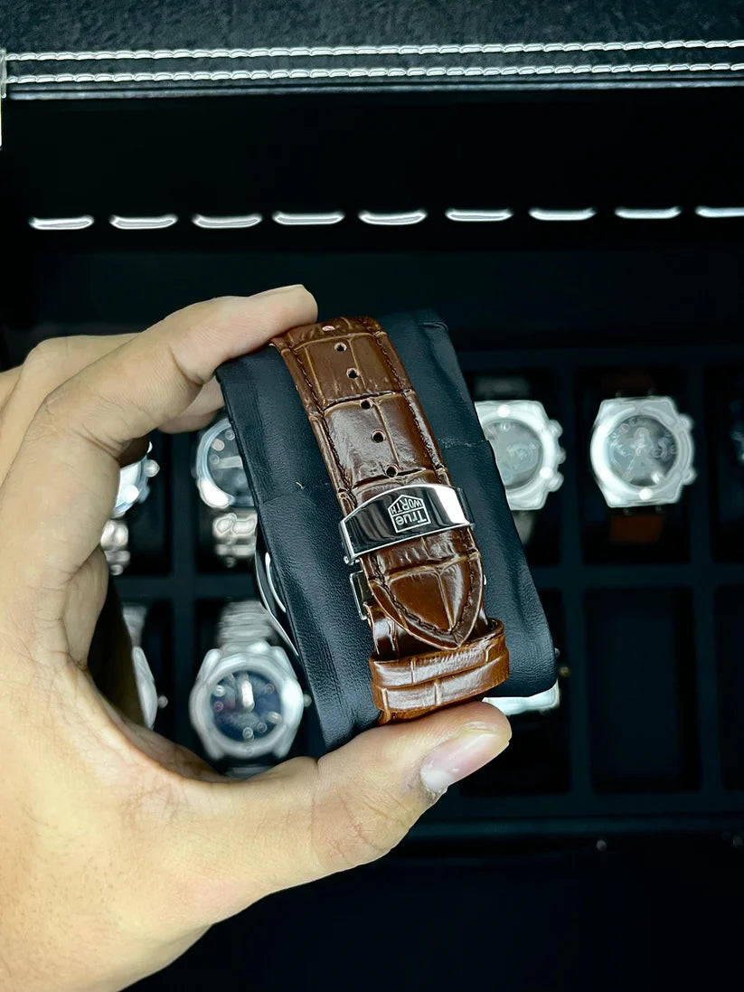 True Worth Original Chronograph Leather Strap Watch - Brown