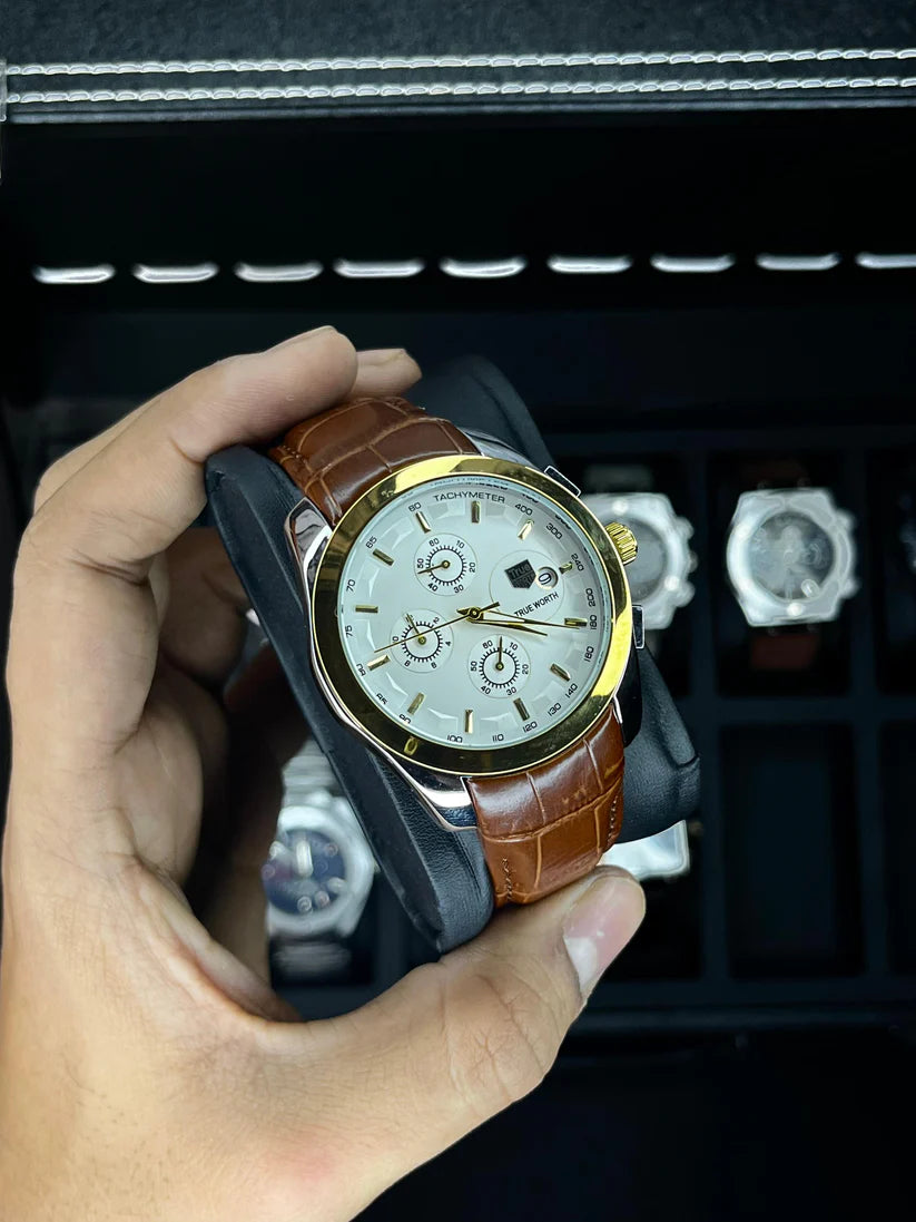 True Worth Original Chronograph Leather Strap Watch - Brown