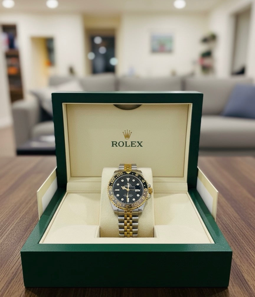 Combo Deal | Rlx Gmt Master II Golden Two Tone Edition Master Quality + Black Arabic Aura