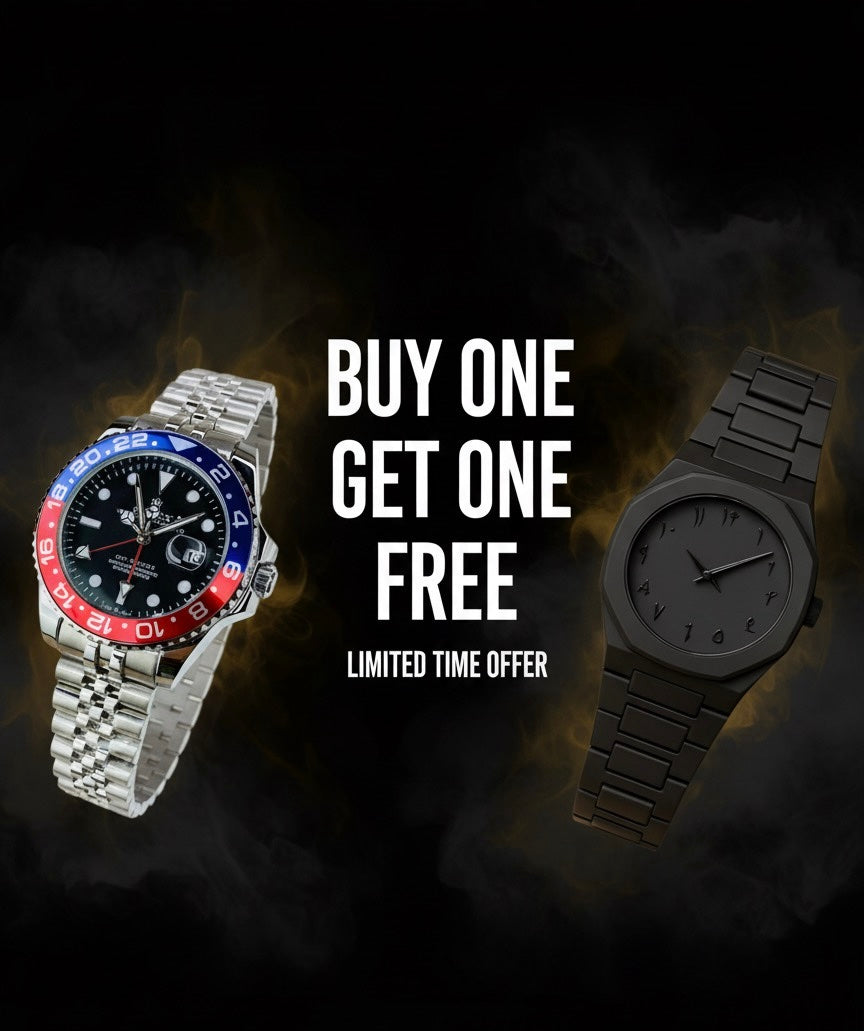 Combo Deal | Rlx Gmt Master II Master Quality Pepsi Edition Blue nd Red Dial + Black Arabic Aura